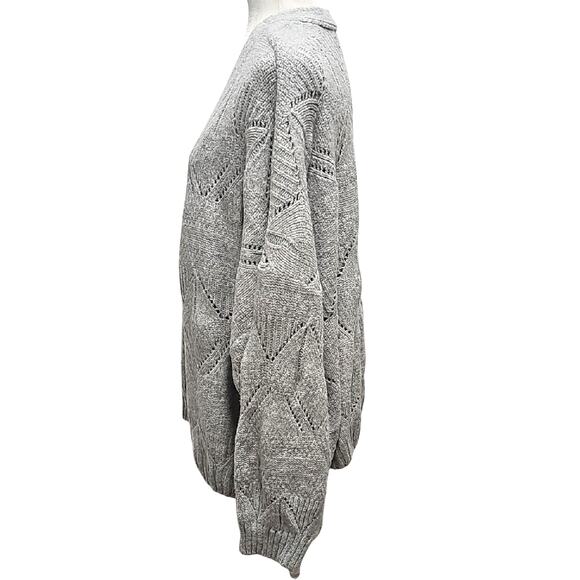 SO Elegant Wmn Open Front Gray Fox Heather Crop Cardigan Sweater Size 2X (NWT) - Picture 3 of 10